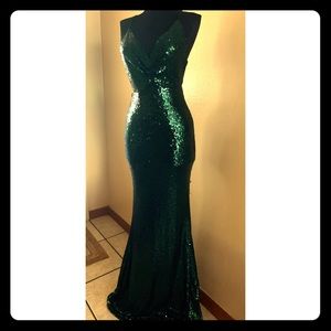 Hunter Green Sequined Gown